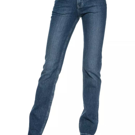 Chic Regular Fit Blue Jeans con detalles de logotipo únicos