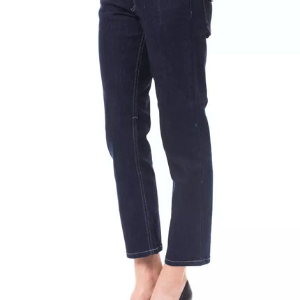 Chic Blue Capri Jeans con detalles de botones