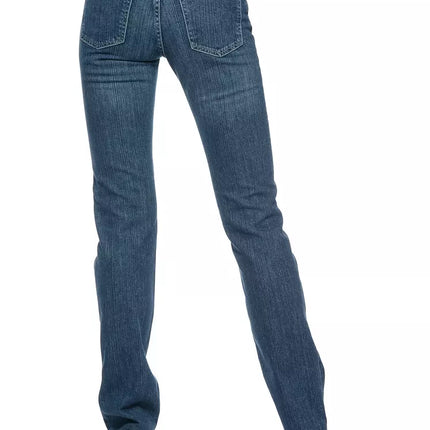 Chic Regular Fit Blue Jeans con detalles de logotipo únicos