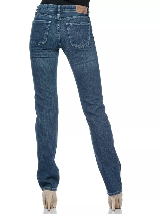 Chic Regular Fit Blue Jeans con detalles de logotipo únicos