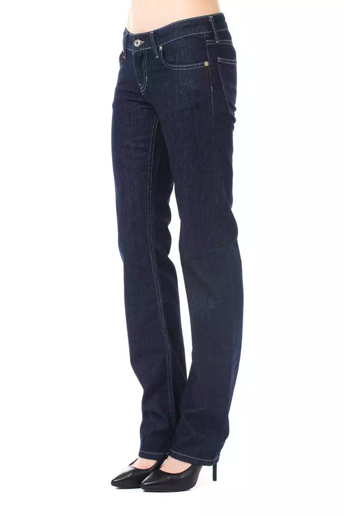 Jeans de lujo elegante azul de ajuste regular