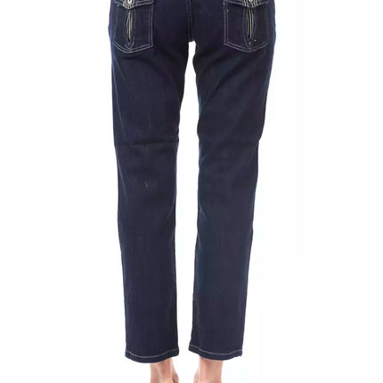 Chic Blue Capri Jeans con detalles de botones