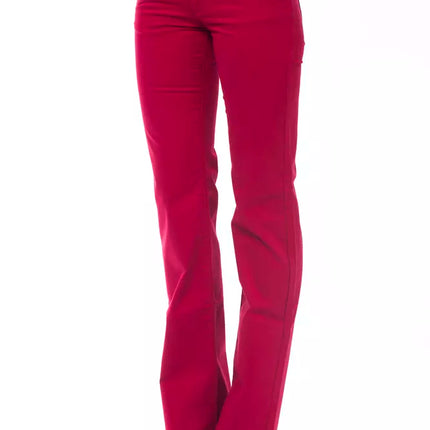 Pantalones de ajuste regulares rojos deslumbrantes con detalles elegantes