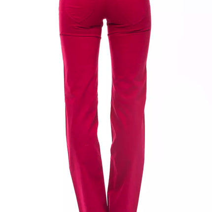 Pantalones de ajuste regulares rojos deslumbrantes con detalles elegantes