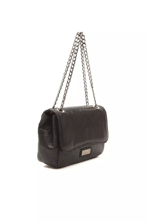 Elegante bolso crossbody de piel negra