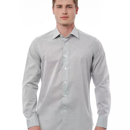 Elegant Gray Regular Fit Italiaans kraagshirt