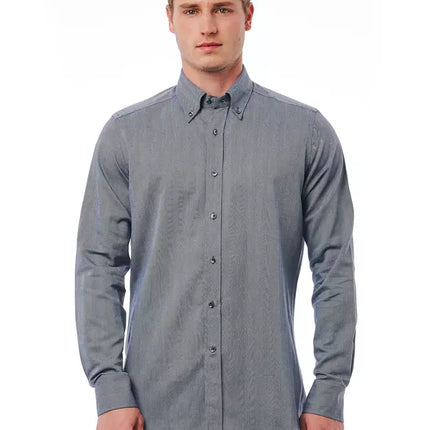 Elegant katoenen gewone fit blauw shirt