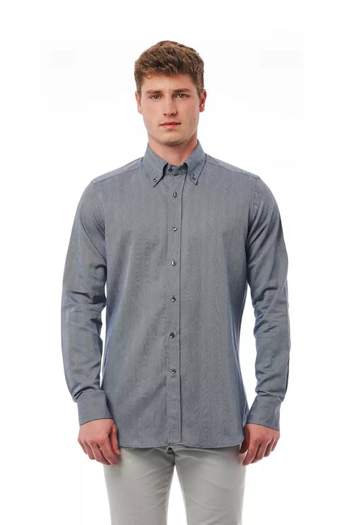 Elegant katoenen gewone fit blauw shirt