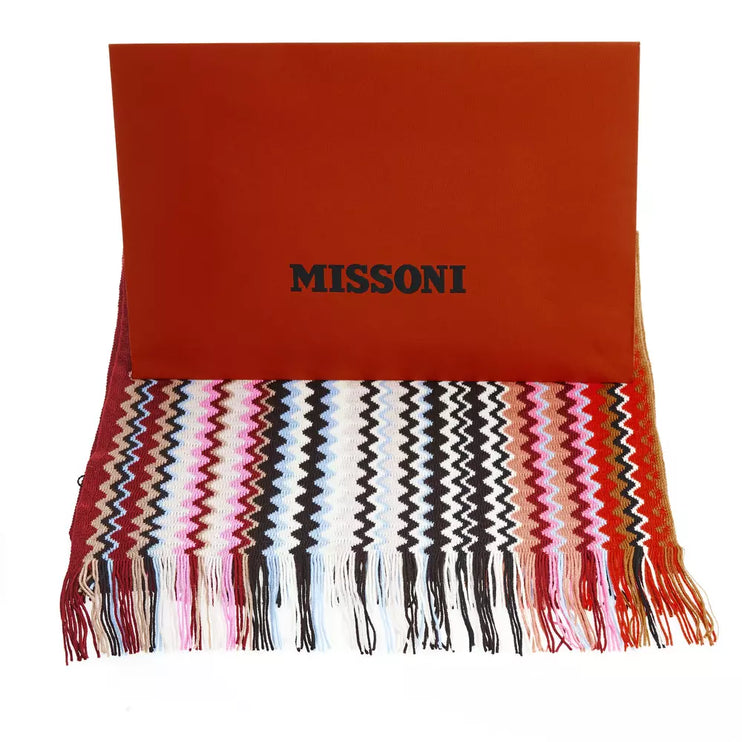 Geometric Pattern Fringed Scarf in Vibrant Tones