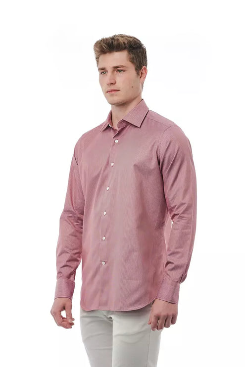 Elegant rood katoenen Italiaans kraag shirt