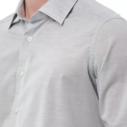 Elegant Gray Regular Fit Italiaans kraagshirt