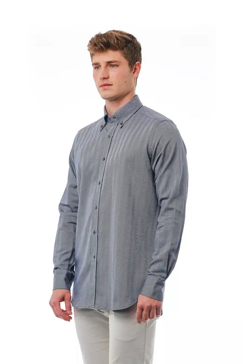 Elegant katoenen gewone fit blauw shirt