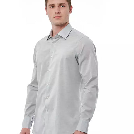 Elegant Gray Regular Fit Italiaans kraagshirt