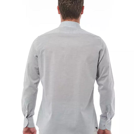 Elegant Gray Regular Fit Italiaans kraagshirt