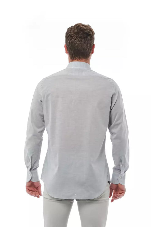 Elegant Gray Regular Fit Italiaans kraagshirt