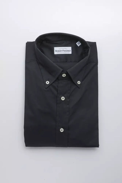 Elegante zwarte knop naar beneden regulier shirt