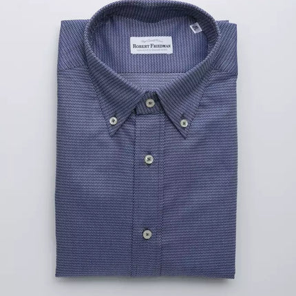 Elegant blauw katoenen knopdown -shirt