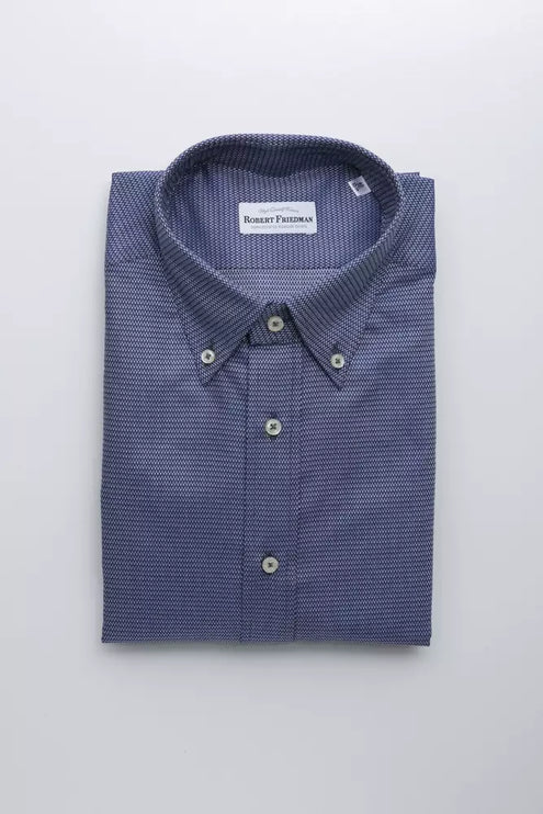 Elegant blauw katoenen knopdown -shirt