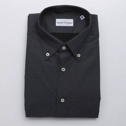 Elegant zwart katoenen button-down shirt