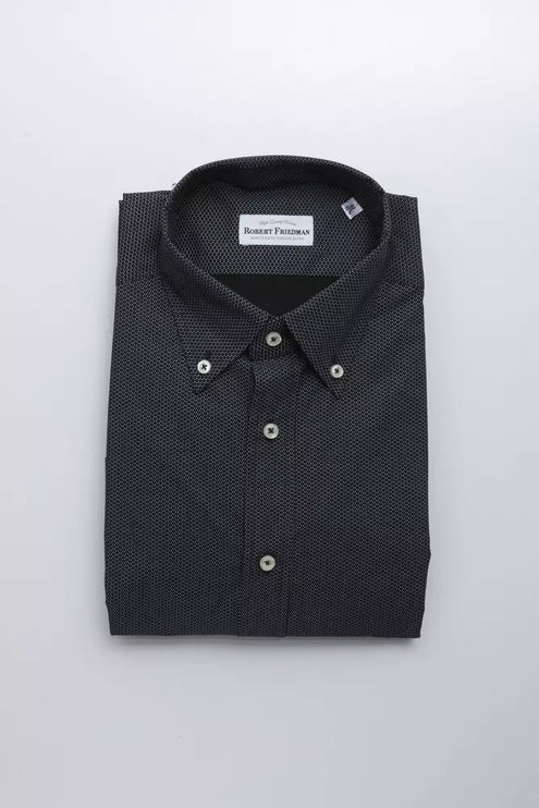 Elegant zwart katoenen button-down shirt