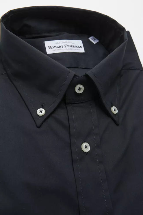 Elegante zwarte knop naar beneden regulier shirt