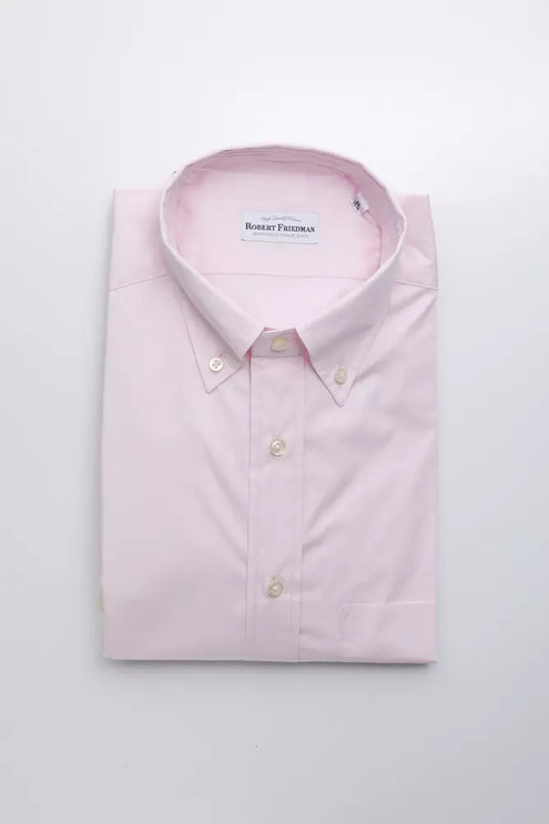 Elegant roze katoenen button-down shirt