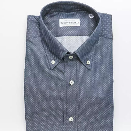 Elegant blauw katoenen regulier fit shirt