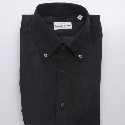 Elegant zwart knoop-down katoenen shirt