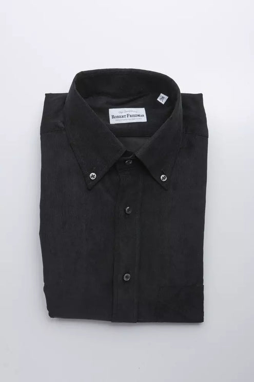 Elegant zwart knoop-down katoenen shirt