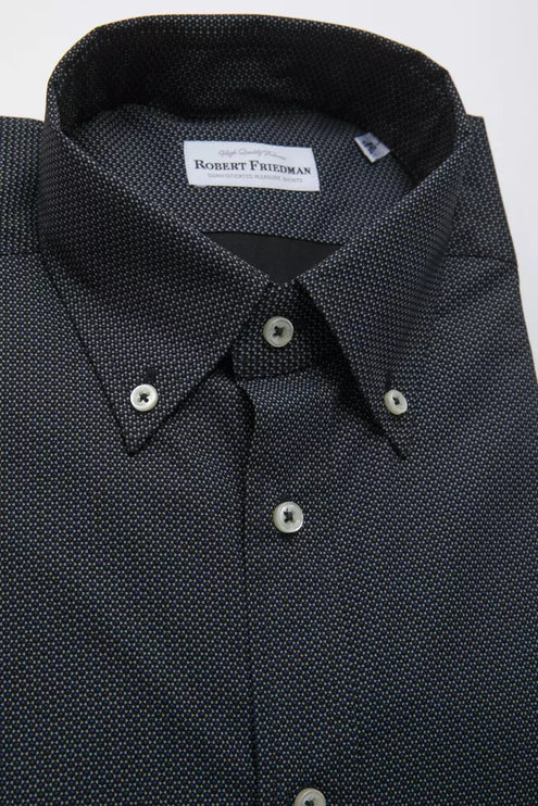 Elegant zwart katoenen button-down shirt