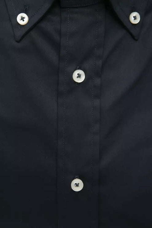 Elegante zwarte knop naar beneden regulier shirt