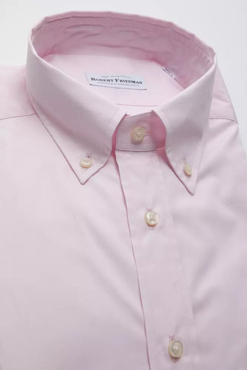 Elegant roze katoenen button-down shirt