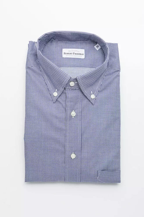 Elegant blauw katoenen button-down shirt