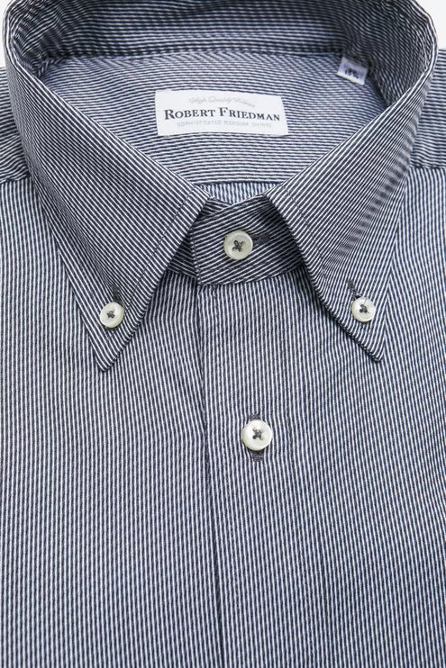 Elegant blauw katoenen button-down shirt