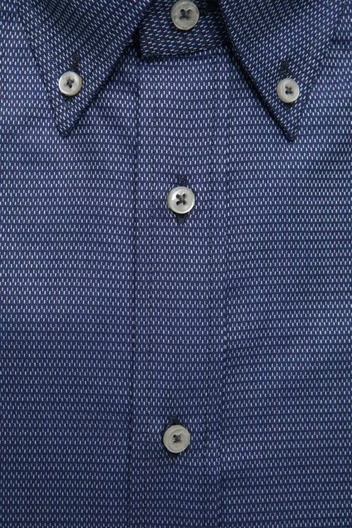 Elegant blauw katoenen knopdown -shirt