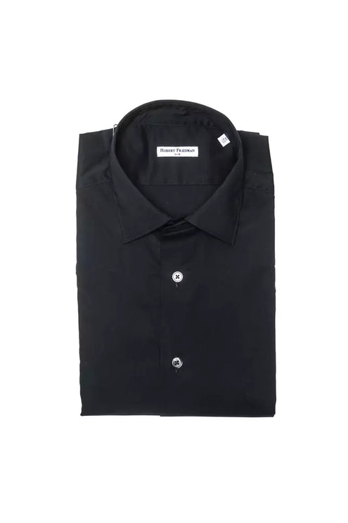 Elegant slank zwart kraag shirt