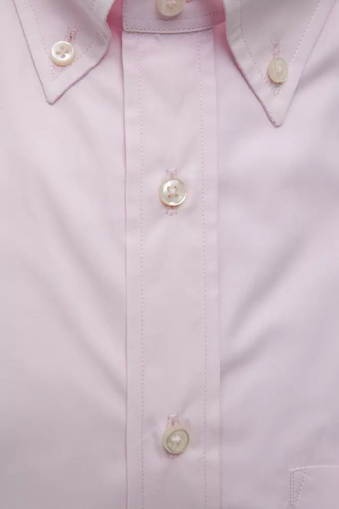 Elegant roze katoenen button-down shirt