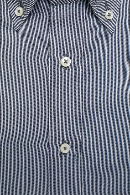 Elegant blauw katoenen button-down shirt