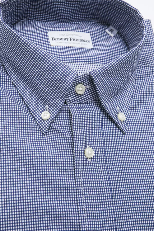 Elegant blauw katoenen button-down shirt