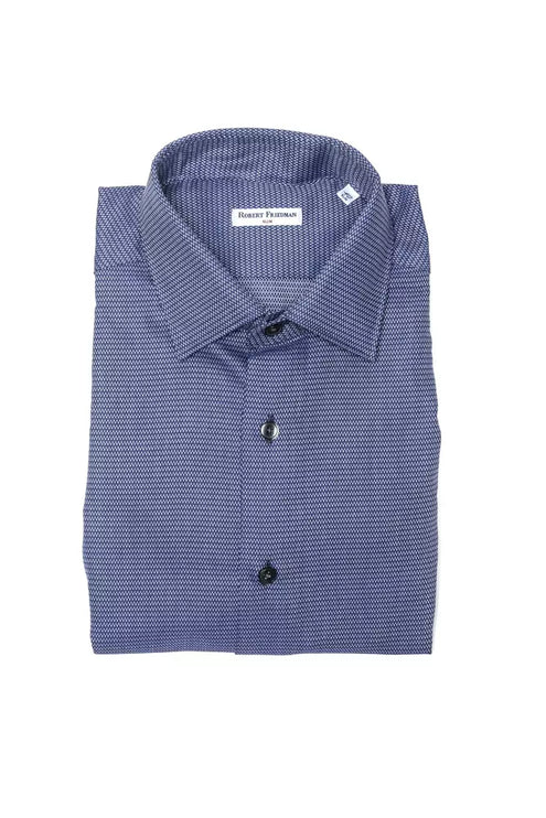 Elegant blauw katoenen slank kraag shirt