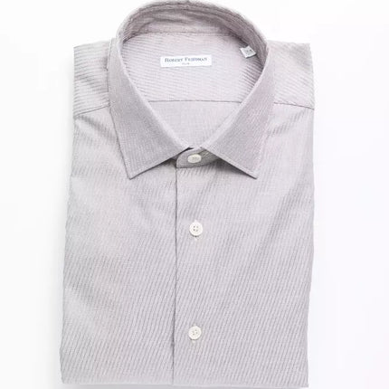 Camisa de cuello delgada de algodón beige atemporal