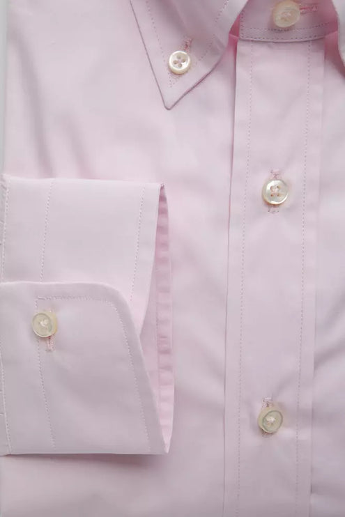 Elegant roze katoenen button-down shirt