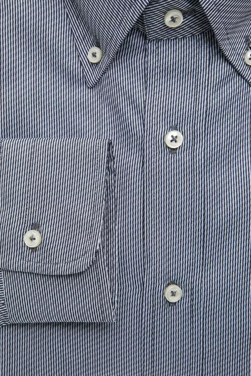 Elegant blauw katoenen button-down shirt