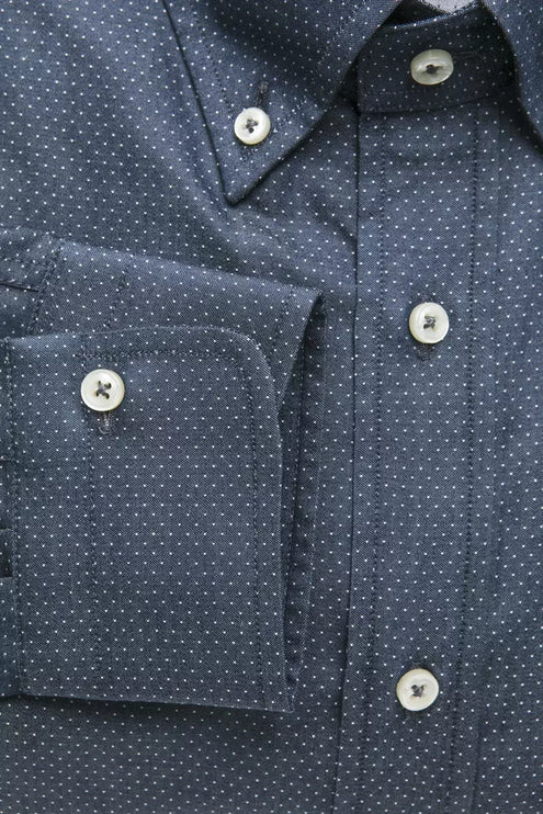 Elegant blauw katoenen regulier fit shirt