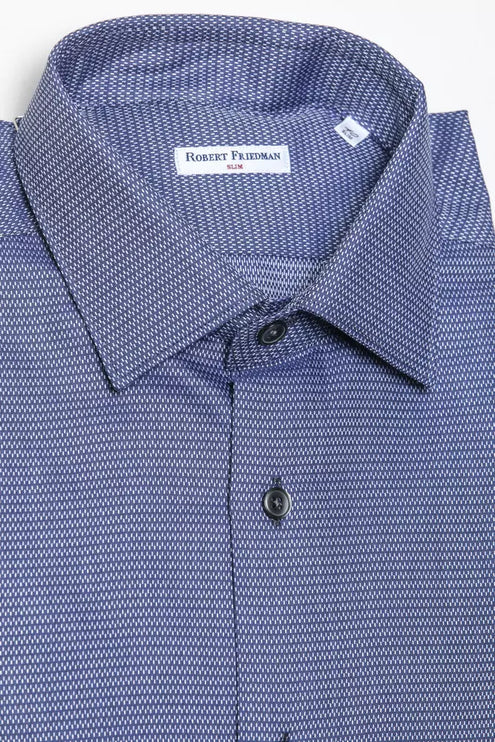 Elegant blauw katoenen slank kraag shirt