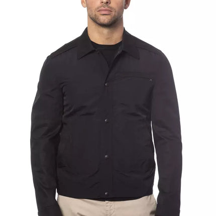 Elegante chaqueta de bombardero de mezcla de algodón negro