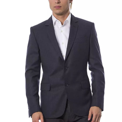 Blazer élégant en laine bleue en laine bleue