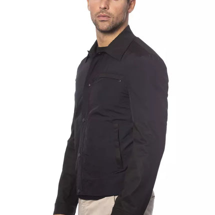 Elegante chaqueta de bombardero de mezcla de algodón negro