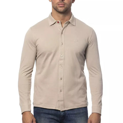 Elegante camisa de algodón de fit de fit beige beige