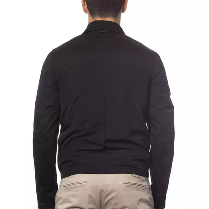 Elegante chaqueta de bombardero de mezcla de algodón negro